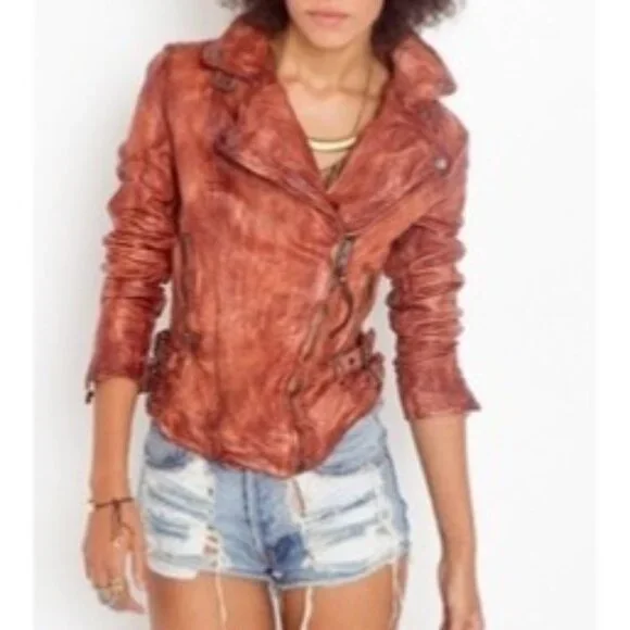 Free People Muubaa Distressed Leather Moto Biker Jacket 4| Indie Coastal Cowgirl - Picture 13 of 16